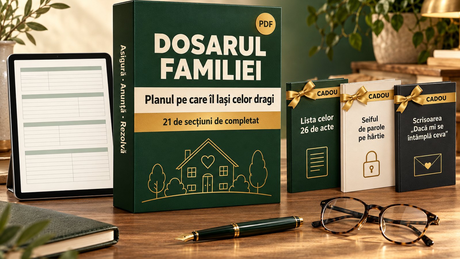 Dosarul Familiei – dosarul de completat, ghidul Asigură · Anunță · Rezolvă și 3 cadouri